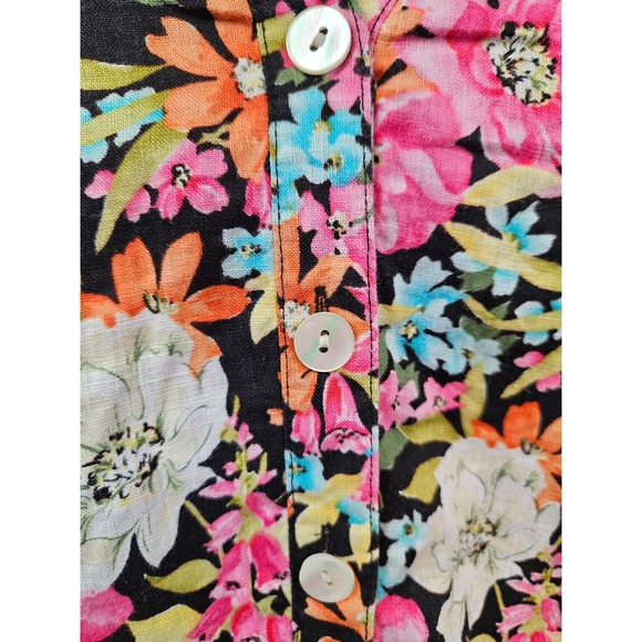 Vintage Talbots Floral Linen Button Down Shirt Woman Petites 16W Colorful C7 - Picture 4 of 11